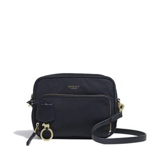 Radley London Finsbury Park Crossbody Bag Black Gold Zip Travel Purse Camera